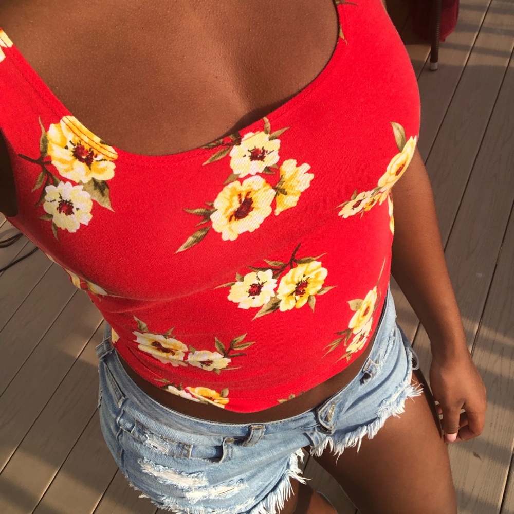 Orange Floral Crop Top
